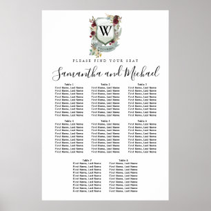 Grosses Wappen mit rotem Flor mit 8 Tischen Poster