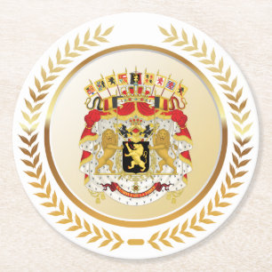 Großes Wappen von Belgien Runder Pappuntersetzer