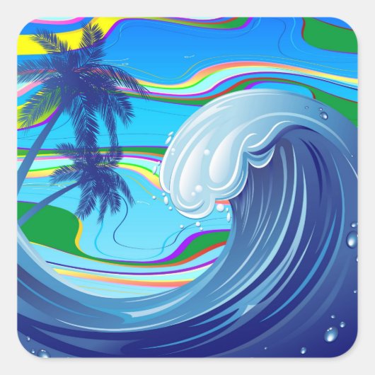 Grosses Wasser im Ozean Doppelseitiger Schlüsselan Quadratischer Aufkleber (Vorderseite)