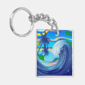 Grosses Wasser im Ozean Doppelseitiger Schlüsselan Schlüsselanhänger (Vorderseite links)