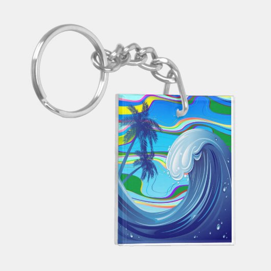 Grosses Wasser im Ozean Doppelseitiger Schlüsselan Schlüsselanhänger (Vorderseite links)