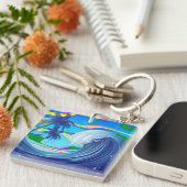 Grosses Wasser im Ozean Doppelseitiger Schlüsselan Schlüsselanhänger (Vorderseite rechts)