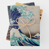 GROSSES WAVE JAPANESE WOODBLOCK GIFT WRAP-Blatt-Se Geschenkpapier Set (Beispiel)