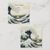 GROSSES WAVE MONOGRAM Blau Weiß Quadratische Visitenkarte (Vorne/Hinten)