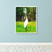 Großes Weißes Egret gesteppte Leinwand (Insitu (Holzboden))