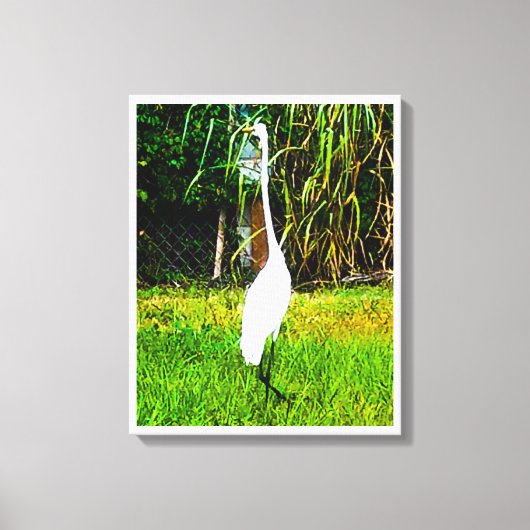 Großes Weißes Egret gesteppte Leinwand (Vorderseite)