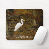 Großes Weißes Egret in Herbstfarben Mauspad (Mit Mouse)