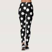 Grosses weißes Polka Dot-Muster - Farbschwarz Leggings (Rückseite)