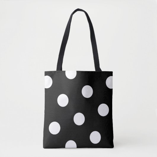 Grosses weißes Polka Dot-Muster - Farbschwarz Tasche (Vorderseite)