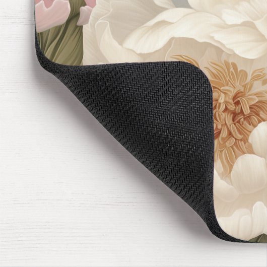 Großes, weißes rosa Peonies Design Office Zubehör Mousepad (Ecke)