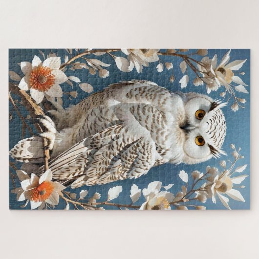 Grosses weißes Schneeauwl Botanisch Puzzle (Horizontal)