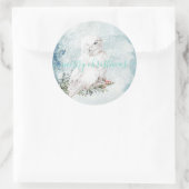 Großes weißes Schneeauwl Runder Aufkleber (Tasche)