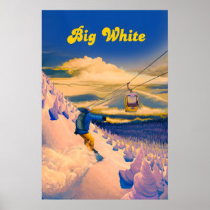Großes Weißes Snowboard-Reiseplakat Poster