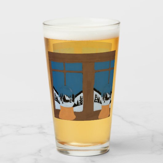 Großes Wintergetränkeglas Schneekugel Glas (Vorne (Gefüllt))