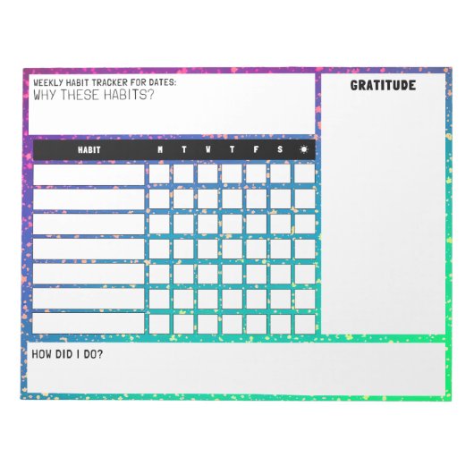 Grosses wöchentliches Habit-Tracker-Notepad Notizblock (Vorderseite)