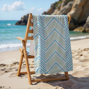 Großes Zag-Chevron in Grün und Aqua Strandtuch
