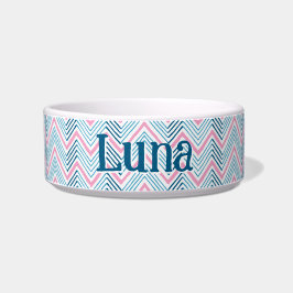 Großes Zag-Chevron in Rosa und Aqua Napf