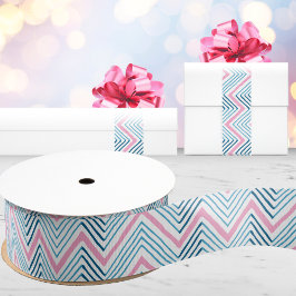 Großes Zag-Chevron in Rosa und Aqua Ripsband