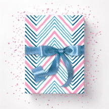Großes Zag-Chevron in Rosa und Tief-Aqua