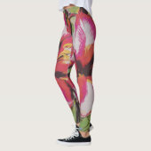großes zeitgenössisches abstraktes Blumendesign Leggings (Links)