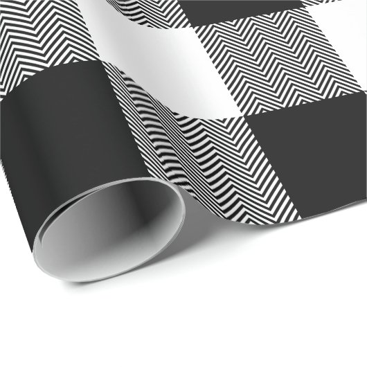 Grosses Zickzack Buffalo Kariert Geschenkpapier (Rolleneckpunkt)