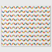 Grossfarbener Regenbogen-Karo Wavy Strip Pattern Geschenkpapier (Flach)