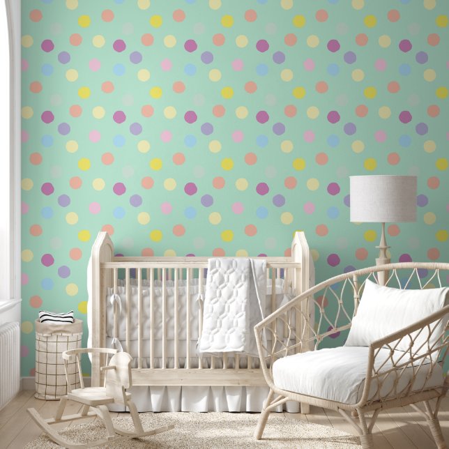 Großfarbige Polka Dots Design Tapete (Kinder)