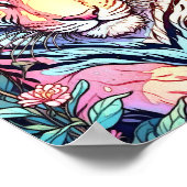 Großflorale Tiger Surreal Painting Print Poster (Ecke)