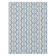 Großformat Blau Ikat, cremefarbene Web-Optik