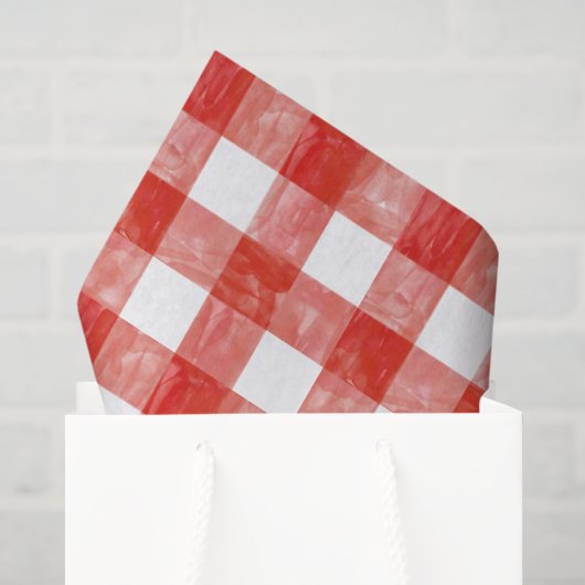 Großformat Rot Wasserfarbe Gingham Seidenpapier (Geschenktüte)