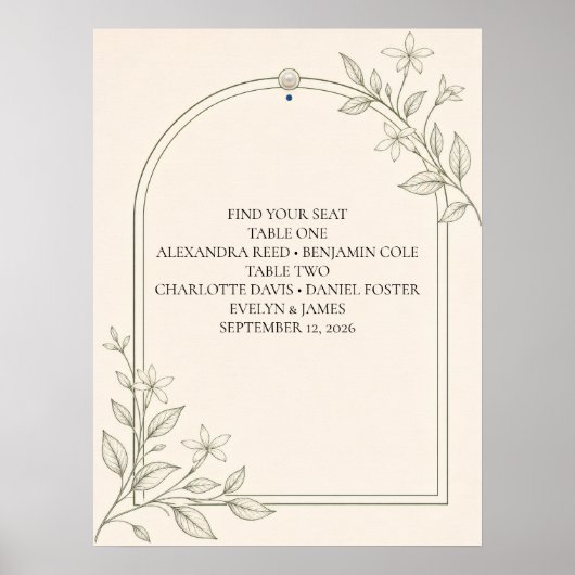 Großformatige intime Hochzeit Sitzplan Poster (Vorne)