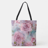 Großformatige rosa und goldene Rosen Tasche (Vorderseite)