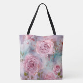 Großformatige rosa und goldene Rosen Tasche (Rückseite)