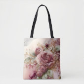 Großformatige rosa und goldene Rosen Tasche (Vorderseite)