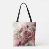 Großformatige rosa und goldene Rosen Tasche (Rückseite)