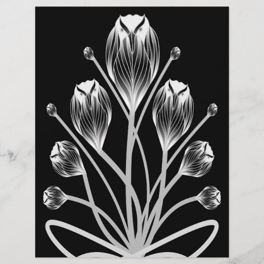Großformatige Schwarz-Weiß-Tulpen-Eulenspray-Hide- Flyer (Vorne)