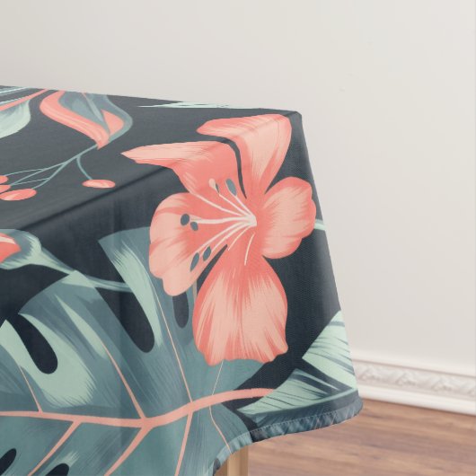 Großformatige tropische Blumen und Blätter Tischdecke (Beispiel)