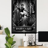 Großformatiger Rugby-Kunstprint im Deco-Stil Poster (Heimbüro)