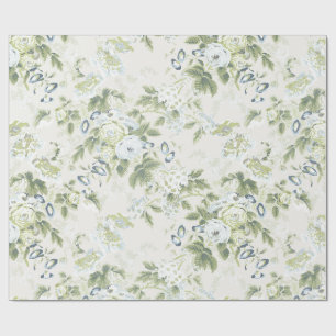Großformatiger Salbei-Chintz, Kohlrose Geschenkpapier