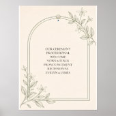 Großformatiges botanisches Hochzeitsprogramm-Schil Poster (Vorne)
