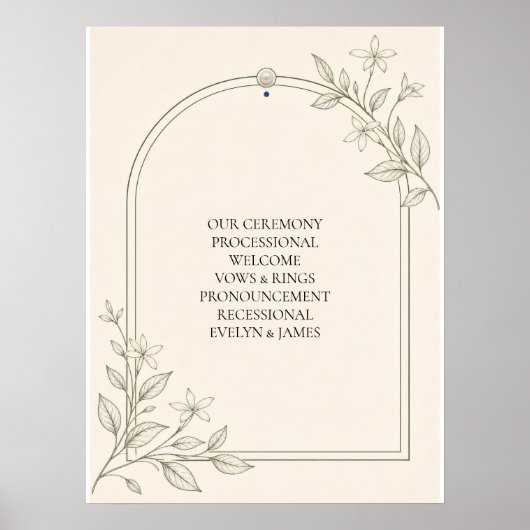 Großformatiges botanisches Hochzeitsprogramm-Schil Poster (Vorne)