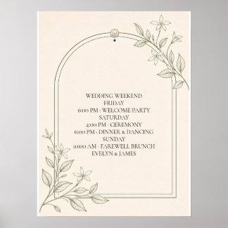 Großformatiges Oliven-Hochzeitswochenende-Terminpl Poster