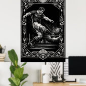 Großformatiges Rugby-Kunstposter im Deco-Stil Poster (Heimbüro)