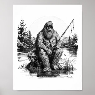 Großfuß-Angeln Angeln Lustig Sasquatch Fisch  Poster