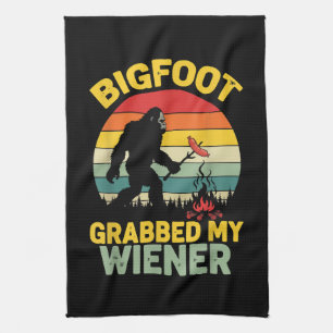 Großfuß hat mein Würstchen lustiger Sasquatch Geschirrtuch
