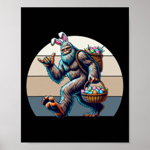 Großfuß mit Hasenohren stiehlt einen Korb Ostern Poster