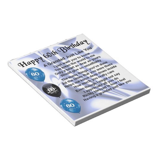 Großgedicht - 60. Geburtstag Notizblock (angewinkelt)