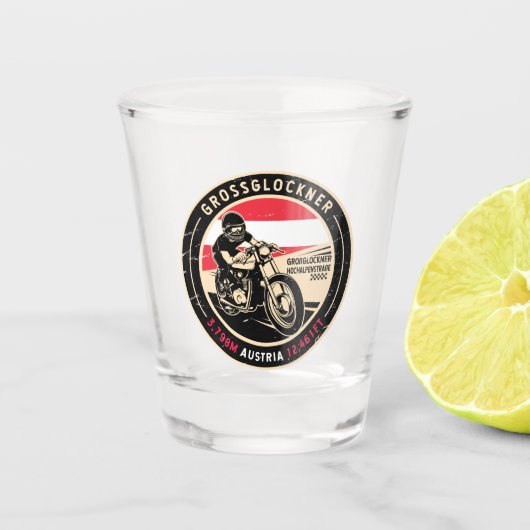 Großglockner | Österreich | Motorrad Schnapsglas (Vorderseite)