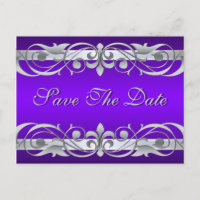 Großherzogin Silver Lila Save the Date Postkarte