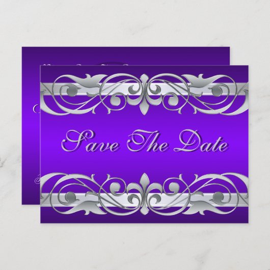 Großherzogin Silver Lila Save the Date Postkarte (Vorne/Hinten)
